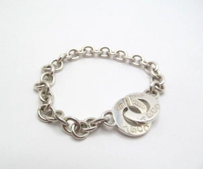 Tiffany & Co 1837 Interlocking Circle Clasp Circles Rolo Chain Bracelet 8 Inch - Image 1 of 4