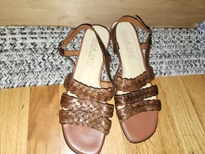 David Tate Sandals Sz 10 N Womens Italian Brown Leather Sling Back heel - Picture 1 of 4