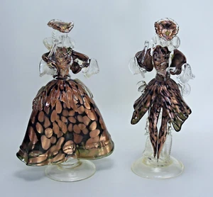 Vintage Murano Glass Dancers Sculptures Copper Fleck - Picture 1 of 8