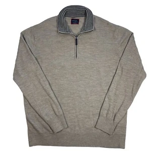 Untuckit 1/4 Zip Pullover Fleecepullover 100% extrafeine Merinowolle beige XL - Bild 1 von 8