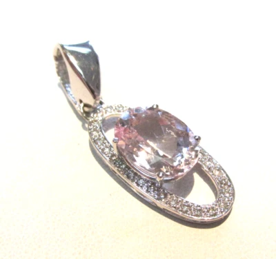 Precioso colgante/potenciador de morganita y diamantes de 18k en peso HACER OFERTA Foto 1 de 4