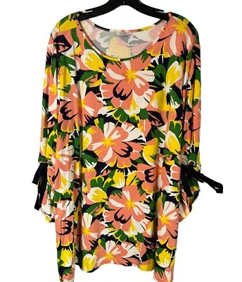 Blusa túnica feminina Avon tamanho 22/24W amarela multi stretch - Imagem 1 de 4