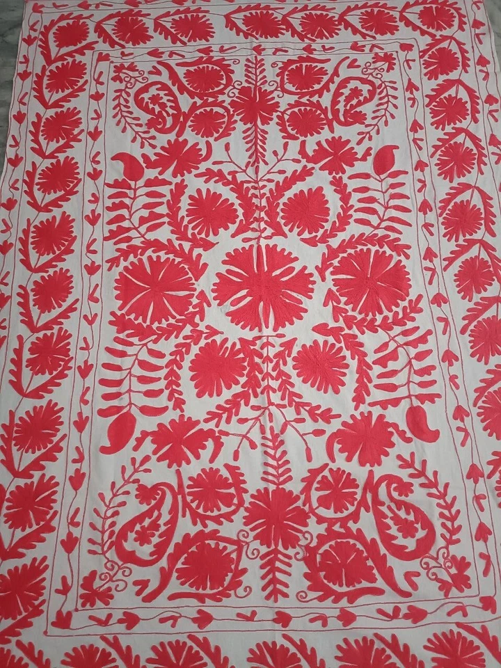 Algodón Suzani Lana Bordado para Mantel de Cama, Colgante de Pared Foto 1 de 4