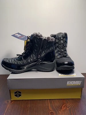 Khombu 防水冬季踝靴雪地靴 Molly ~ 黑色 ~ 8.5 米 ~ 全新带盒! — 第 1/4 张图片