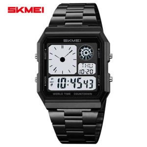 SKMEI Herren Digitaluhr Sportuhr Mode Eckig Stahl Uhren Männliche Armbanduhr - Bild 1 von 28