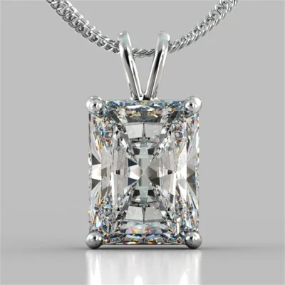 2.00 Ct Radiant Cut Real Moissanite D/VVS1 Engagement Pendant 14K White Gold - Image 1 of 4