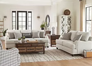 Modern Furniture - Living Room Light Gray Linen Fabric Sofa & Loveseat Set IG7S - Picture 1 of 4