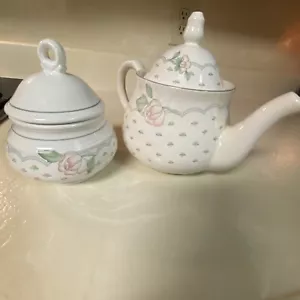 Sango Rose Chintz #3793 Teapot And Sugar Bowl With Lids - Picture 1 of 9