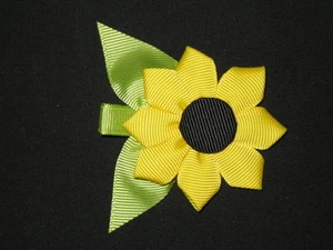 NEW "SUNFLOWER" Ribbon Sculpture Girls Hairbow Clip Clippie Bow Boutique Summer - Picture 1 of 1