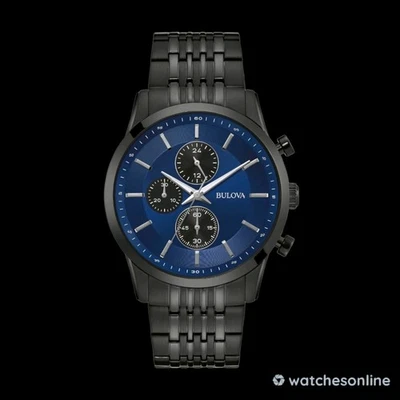 宝路华男士石英计时腕表日期黑色不锈钢手表 42 毫米 98A300 — 第 1/4 张图片