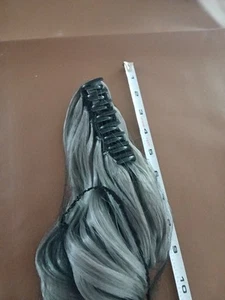 Real Long Thick Wrap Ponytail Clip In Hair Extension Silver NEW Soft - Picture 1 of 3