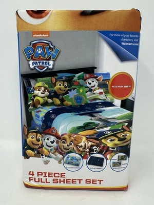 Juego completo de sábanas ajustables/planas/de almohada Nickelodeon Paw Patrol 4 piezas ropa de cama para niños Foto 1 de 4