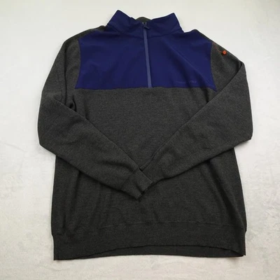 Vineyard Vines Sweater Mens 2XL Gray Blue Half Zip Merino Wool Blend Pullover - Image 1 of 4
