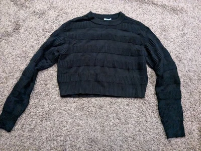 Suéter corto a rayas negro sombra niñas mujeres pequeño (S) tema candente Foto 1 de 4