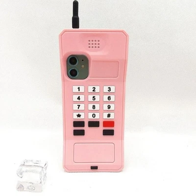 Classic Cellular Phone Silicone Case Cover fr iPhone 15 16 Pro Max 3D Cube Retro - Image 1 of 4