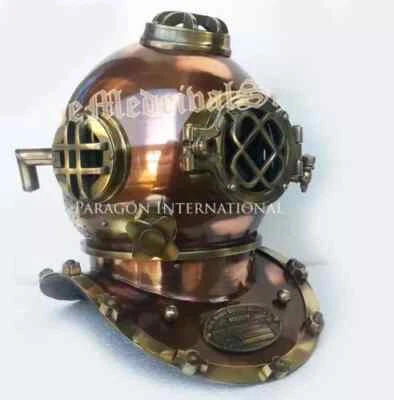 US NAVY MARK V ANTIQUE DIVING DIVERS HELMET BRASS STEEL FULL SIZE VINTAGE - Image 1 of 4