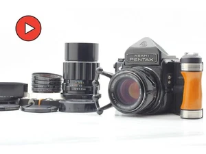 Late Body [MINT w/Grip] Pentax 67 Camera + SMC T 105mm 200mm Lens 6x7 From JAPAN - Picture 1 of 20