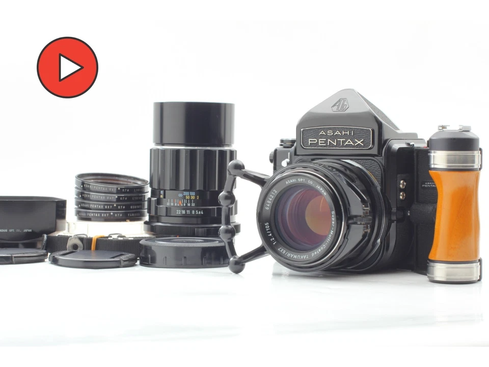 Late Body [MINT w/Grip] Pentax 67 Camera + SMC T 105mm 200mm Lens 6x7 From JAPAN - Image 1 of 4