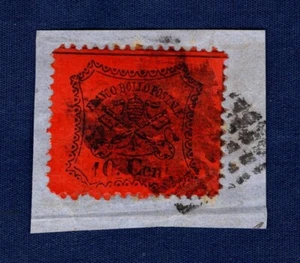 STATO PONTIFICIO 1868 centesimi 10 OBLITERATO SU FRAMMENTO - Foto 1 di 1