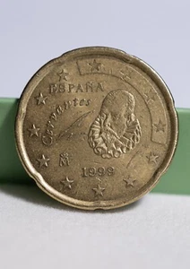 Moneta 20 centów, Espana 1999, Cervantes, bardzo rzadki przedmiot kolekcjonerski - Zdjęcie 1 z 5