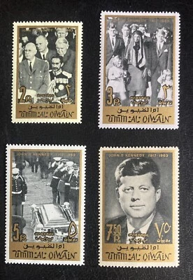 Umm al Qiwain: 4 SC # 30-33 MNH. Funeral JFK, emitido 1965. Lote # 12-061102 Foto 1 de 3