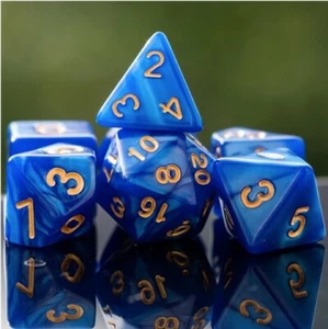 Beautiful Blue Marbled Acrylic Polyhedral Dice Set / D&D Dice / TTRPG/Udixi Dice - Picture 1 of 4