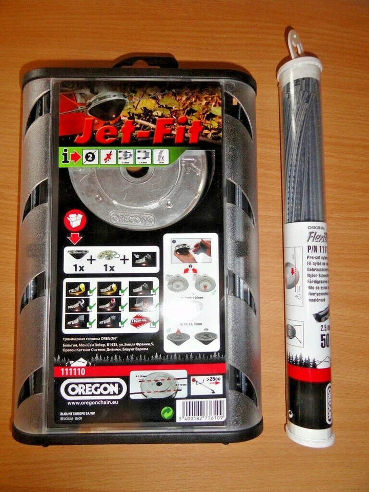OREGON JET FIT 2 LINE HEAD + FLEXIBLADE 2.5mmx26cmx50 pre cut pieces NEW - Image 1 of 1