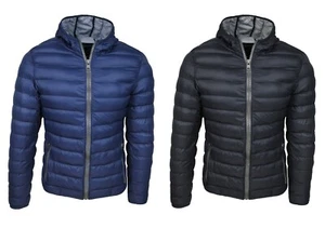 Piumino uomo casual nero blu giacca giubbotto 100 grammi slim fit con cappuccio - Imagen 1 de 8