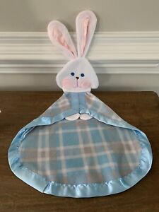Reproduction of Fisher Price Plaid Blue Bunny Rabbit Lovey Baby Security Blanket