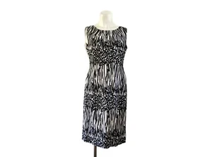 Calvin Klein Women's Black White Sleeveless Sheath Dress Size 2 - Picture 1 of 6