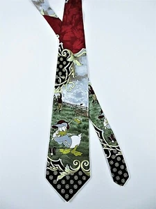 Disney Mickey Unlimited Necktie Donald Duck Golfing Italy Barocco Motif 62X3.75" - Picture 1 of 8