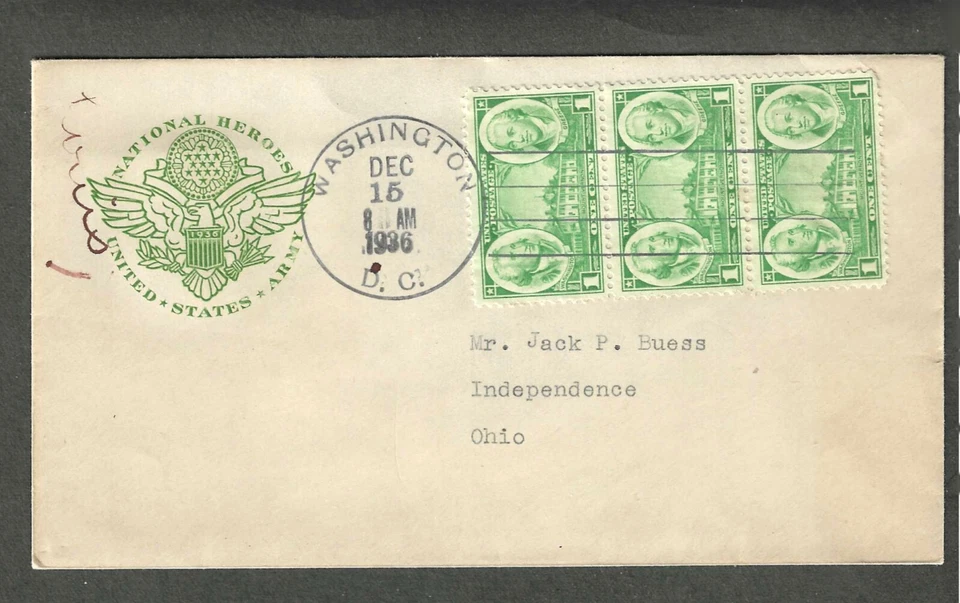 #785 1c ARMY ISSUE FDC-WASHINGTON,DC DEC 15-1936 FARNAM CACHET - Image 1 of 1