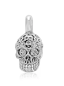 Ciondolo Teschio Catrina, Autentico Argento Sterling 0,925, Occhi Cristallo, 1pz, Grande - Foto 1 di 3