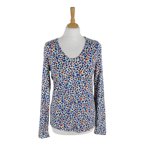 Kettlewell Size Large Cream Multicoloured Leopard Print V-Neck Stretchy Top - Picture 1 of 9