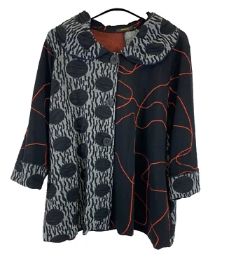 Chaqueta Radzoli Botón Lunares Lagenlook Negra Roja Ligera Mujer Mediana Foto 1 de 4