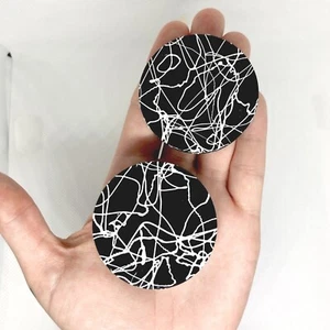 SALE - Black and White Splatter Silicone Double Flare Plugs 8g - 2" - Picture 1 of 25