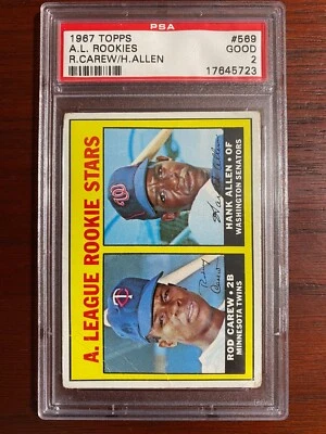1967 Topps Rod Carew Rookie Card #569 PSA 2 - Image 1 of 2