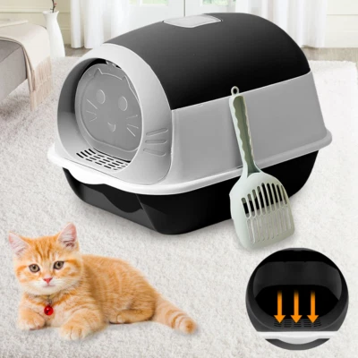 Large Hooded Cat Litter Box Cat Pan Litter Trays Self Cleaning Cat Potty Tray