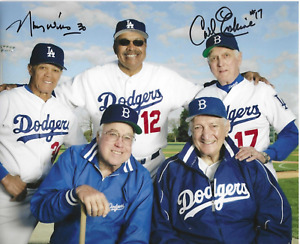 Signed  MAURY WILLS, CARL ERSKINE 8X10 Los Angeles Dodgers Photo -  COA