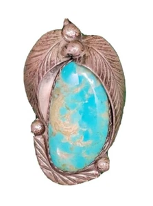 Zuni Sterling Silver 925 Turquoise Pendant Signed Stamped “R” - Picture 1 of 17