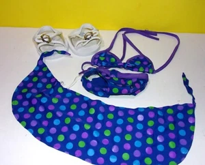 BAB Build A Bear Purple 3 Two-Piece Swimsuit String Bikini Bathing Suit w/ Wrap - Picture 1 of 2