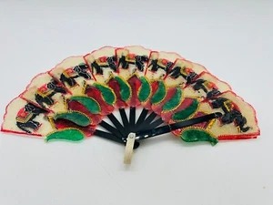 Leather Elephant Folding Hand Fan Craft Blow Collectible Keepsake Decor Souvenir - Picture 1 of 13