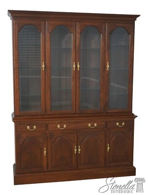 L64105EC: STICKLEY 4 Door Solid Cherry Breakfront China Cabinet - Image 1 of 4