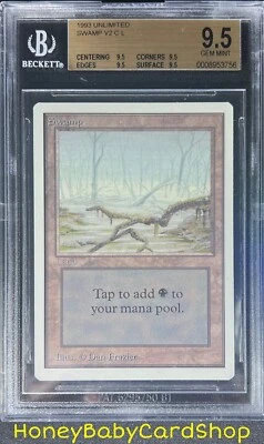 MTG Unlimited Edition 1993 Swamp (A) BGS 9.5Q (TRUE QUAD) GEM MINT 93/94 - Image 1 of 4