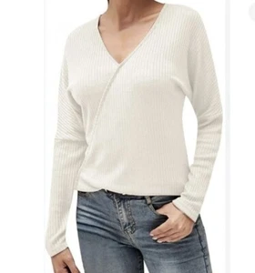 Neu mit Etikett Universal Thread Top Damen XXL taupe gerippt Faux Wickeloptik dehnbar, Baumwolle - Bild 1 von 5