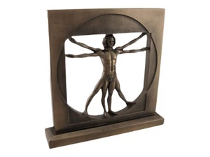 Vitruvian Man By Leonardo Da Vinci Male Nude Cold Cast Bronze & Resin Statue - Picture 1 of 3
