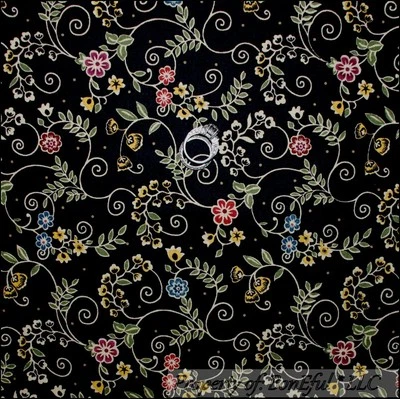 BonEful Fabric FQ 棉被子黑色金色粉红色圆点花朵漩涡破旧别致女孩 — 第 1/4 张图片