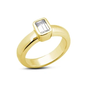 1ct D VS1 Emerald Natural Diamond 14k  Classic Solitaire Engagement Ring - Picture 1 of 3