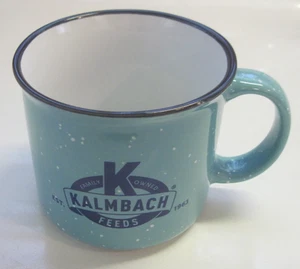 KALMBACH FEEDS Ceramic Campfire Style Coffee Mug Speckled Blue White New RARE - Picture 1 of 7
