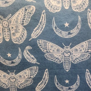 Super Snuggle Flannel Crescent & Moths Blue 42"Wide 100% Cotton 1 yard - Picture 1 of 4